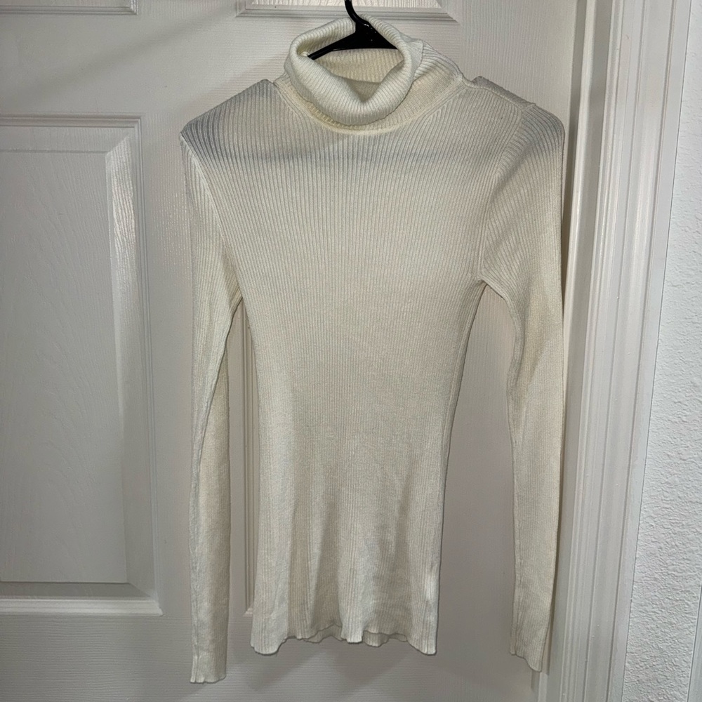 Express Ribbed Turtleneck Sweater Ivory Size S